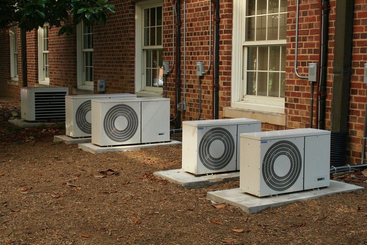Condensing units installed outside a building