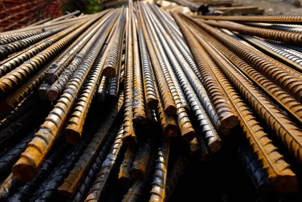 Stacked reinforcing bar ready for fabrication